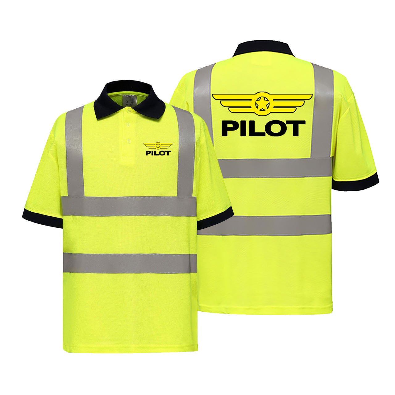 Pilot & Badge Designed Reflective Polo T-Shirts