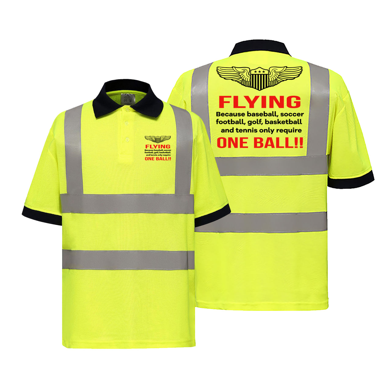 Flying One Ball Designed Reflective Polo T-Shirts