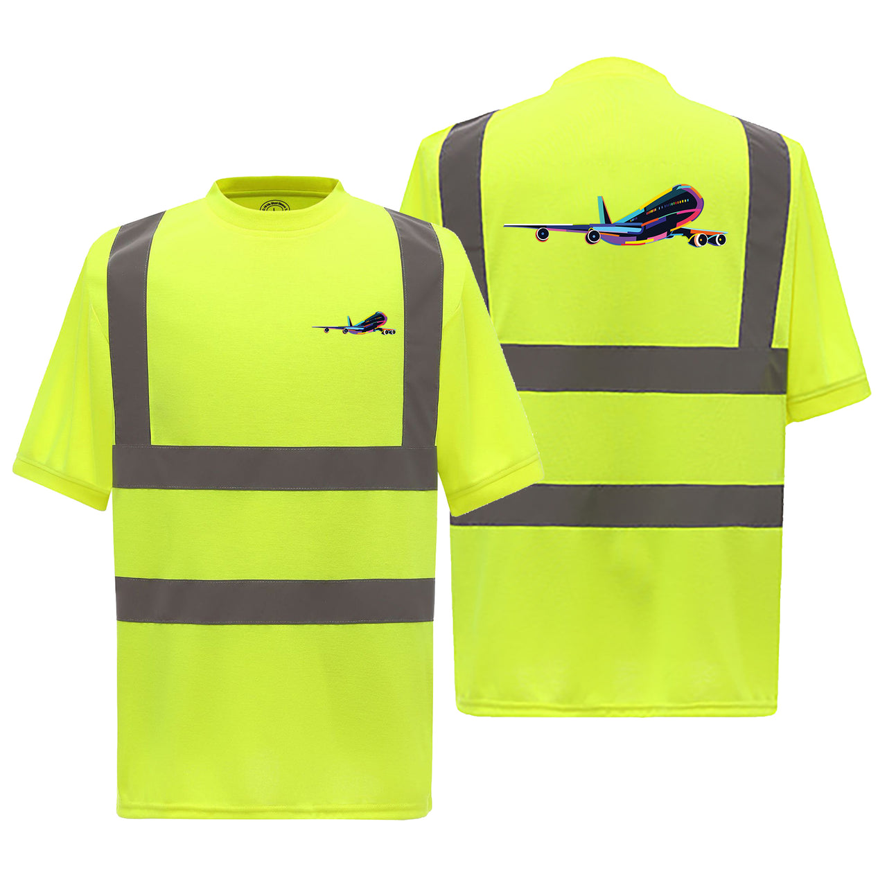 Multicolor Airplane Designed Reflective T-Shirts