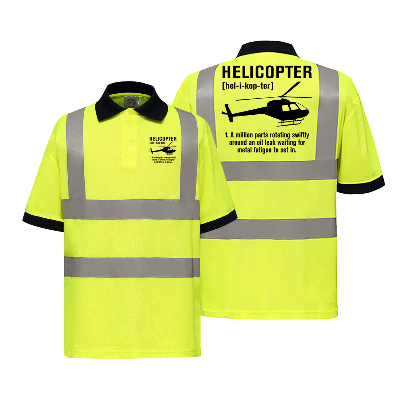 Helicopter [Noun] Designed Reflective Polo T-Shirts