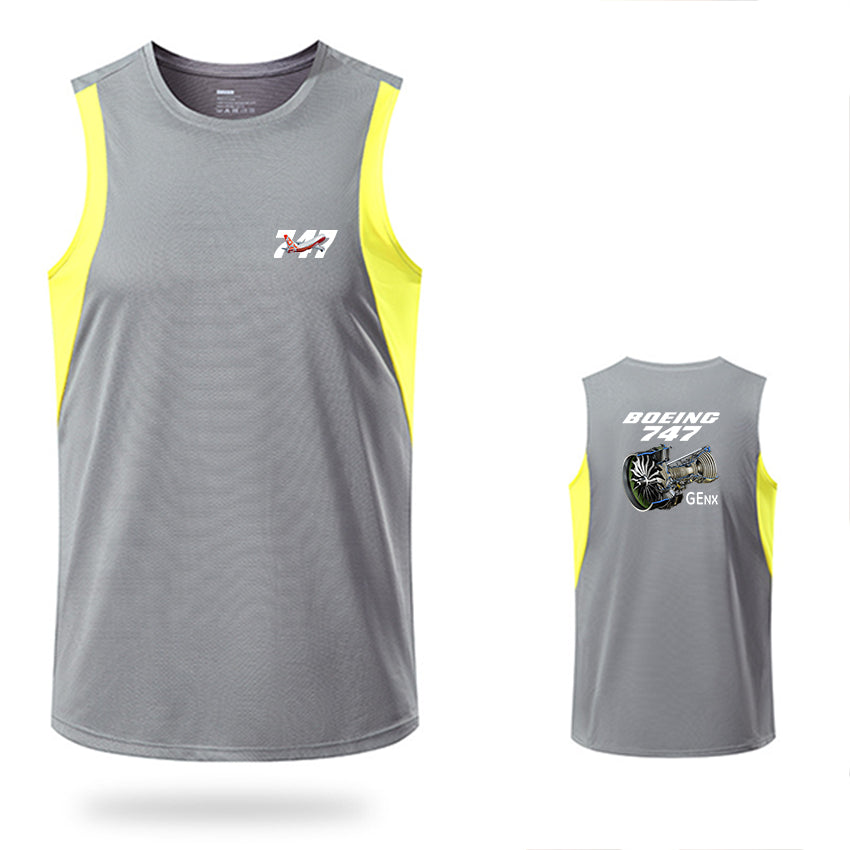 Boeing 747 & GENX Engine Designed Men Sleeveless T-shirt Quick Dry Vests