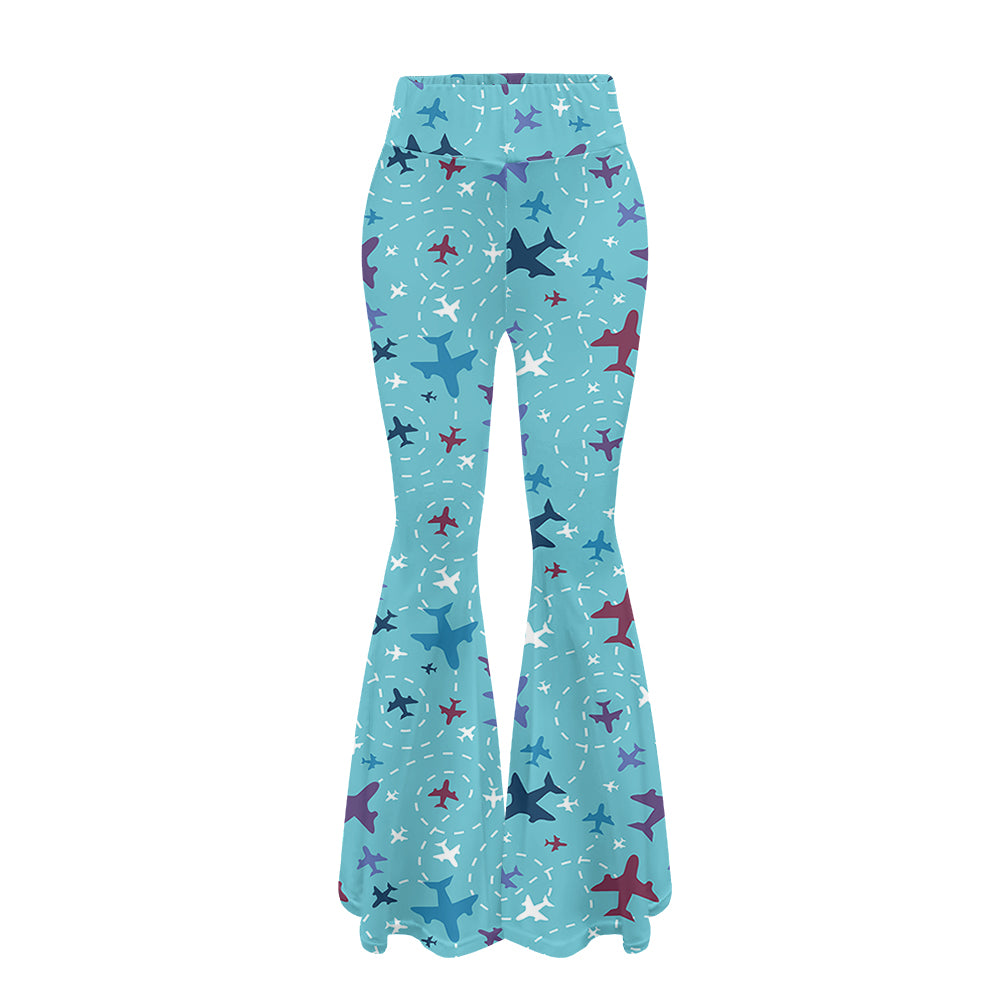 Love of Travel with Aircraft Designed Women Yoga Flared Pants