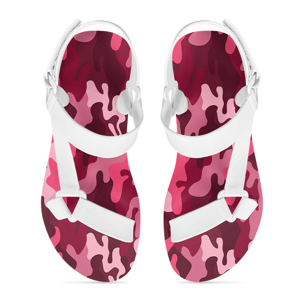 Military Camouflage Red Designed Open Toe Sandals (Slippers)