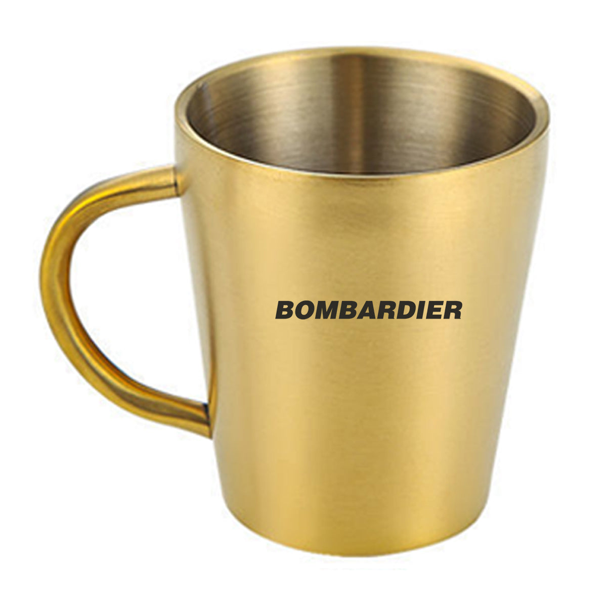 Bombardier & Text Designed Stainless Steel Coffee Mugs