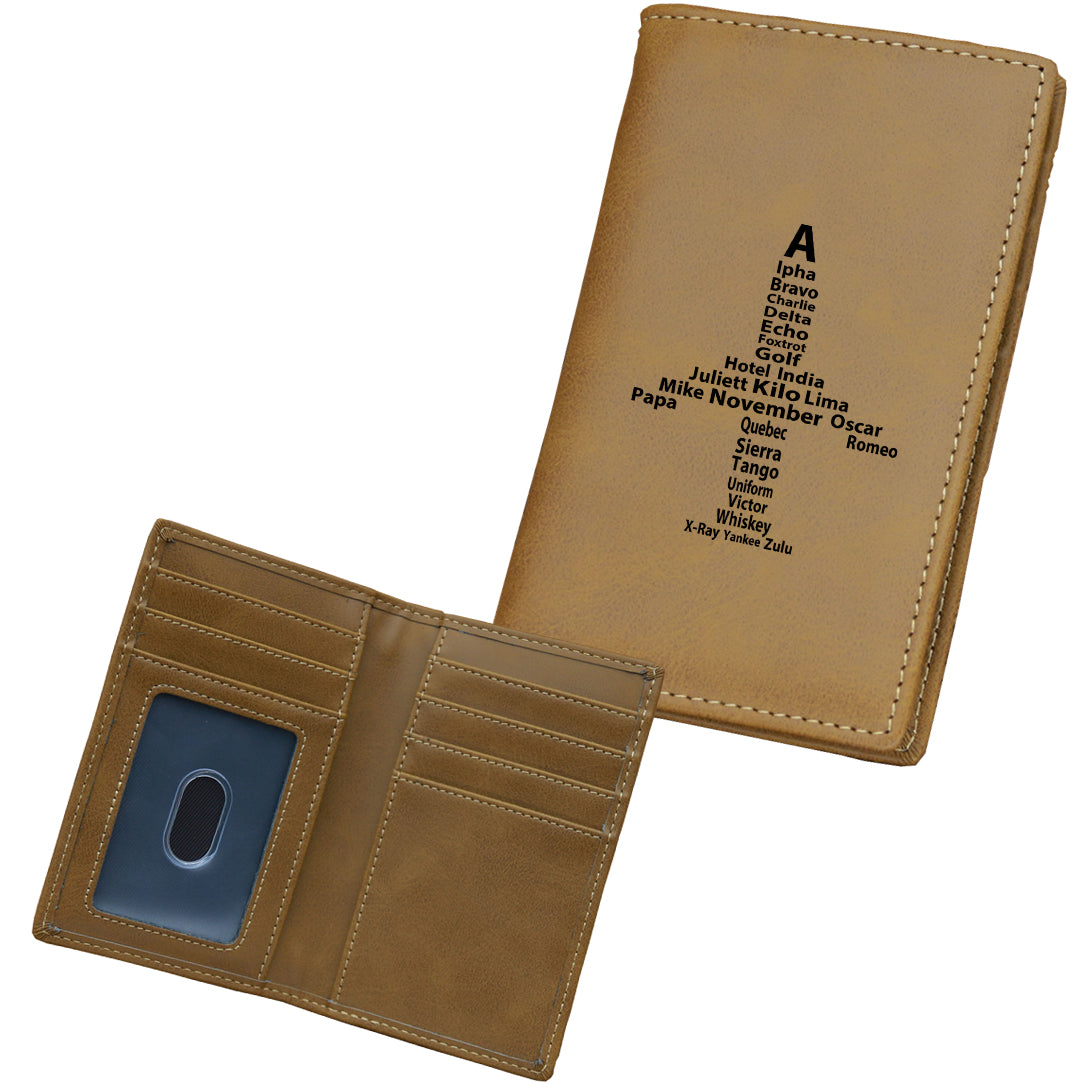 Airplane Shape Aviation Alphabet Designed Leather Card Holder Wallets