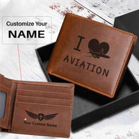 Thumbnail for I Love Aviation Designed Laser Leather Wallets