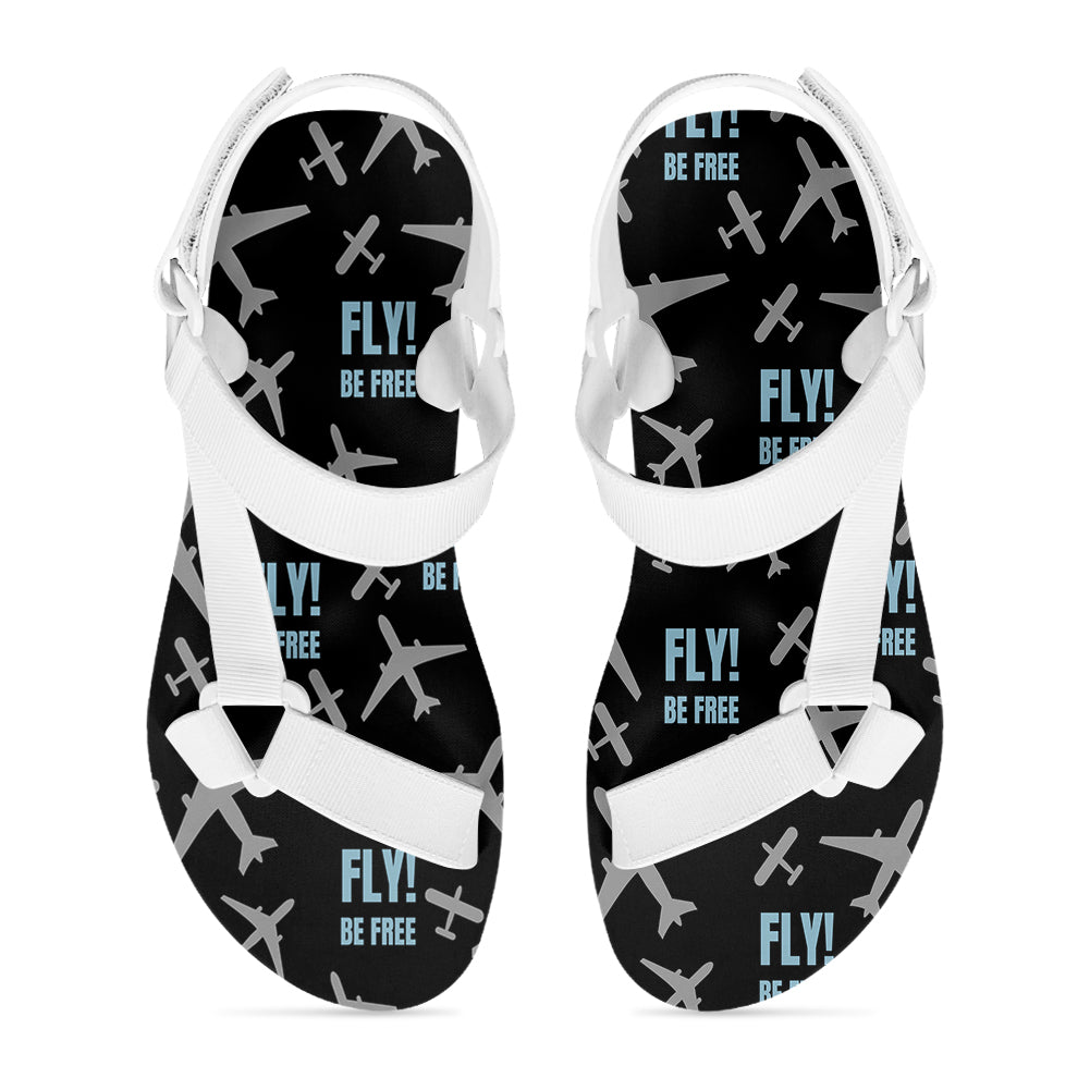 Fly Be Free Black Designed Open Toe Sandals (Slippers)