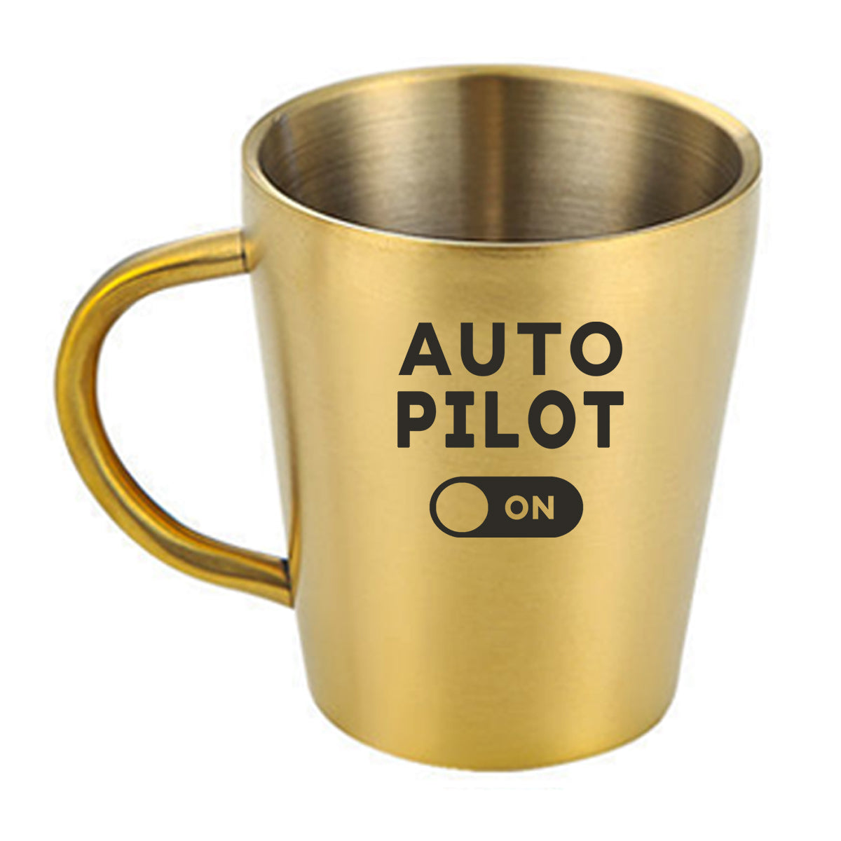 Auto Pilot ON Designed Stainless Steel Coffee Mugs