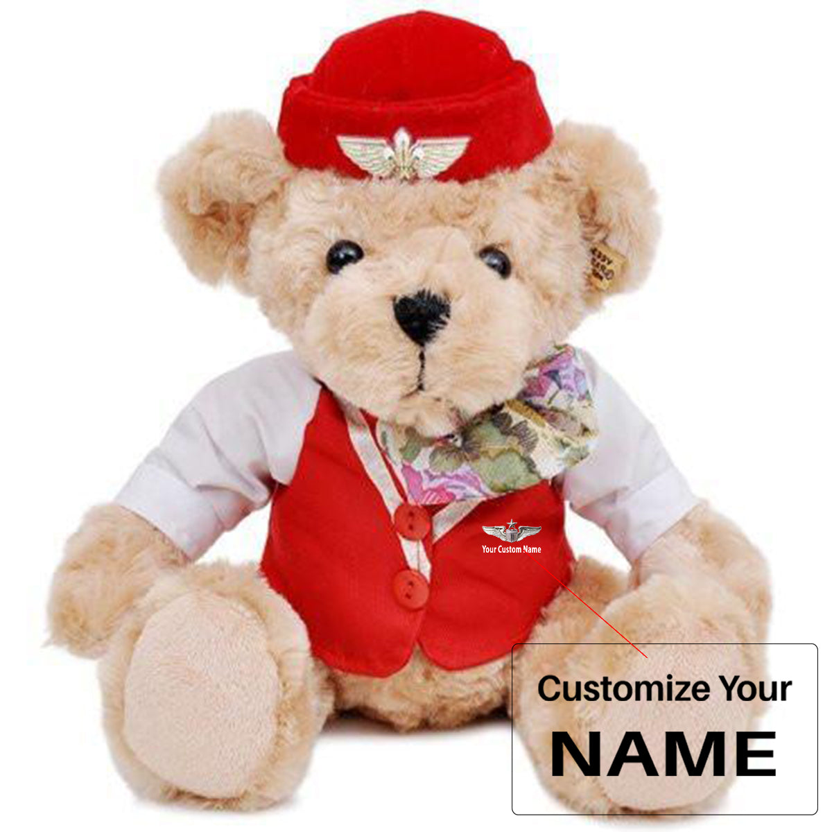 Custom Name (US Air Force & Star)  Teddy Bear & Cabin Crew  & Captain Pilot & Dolls