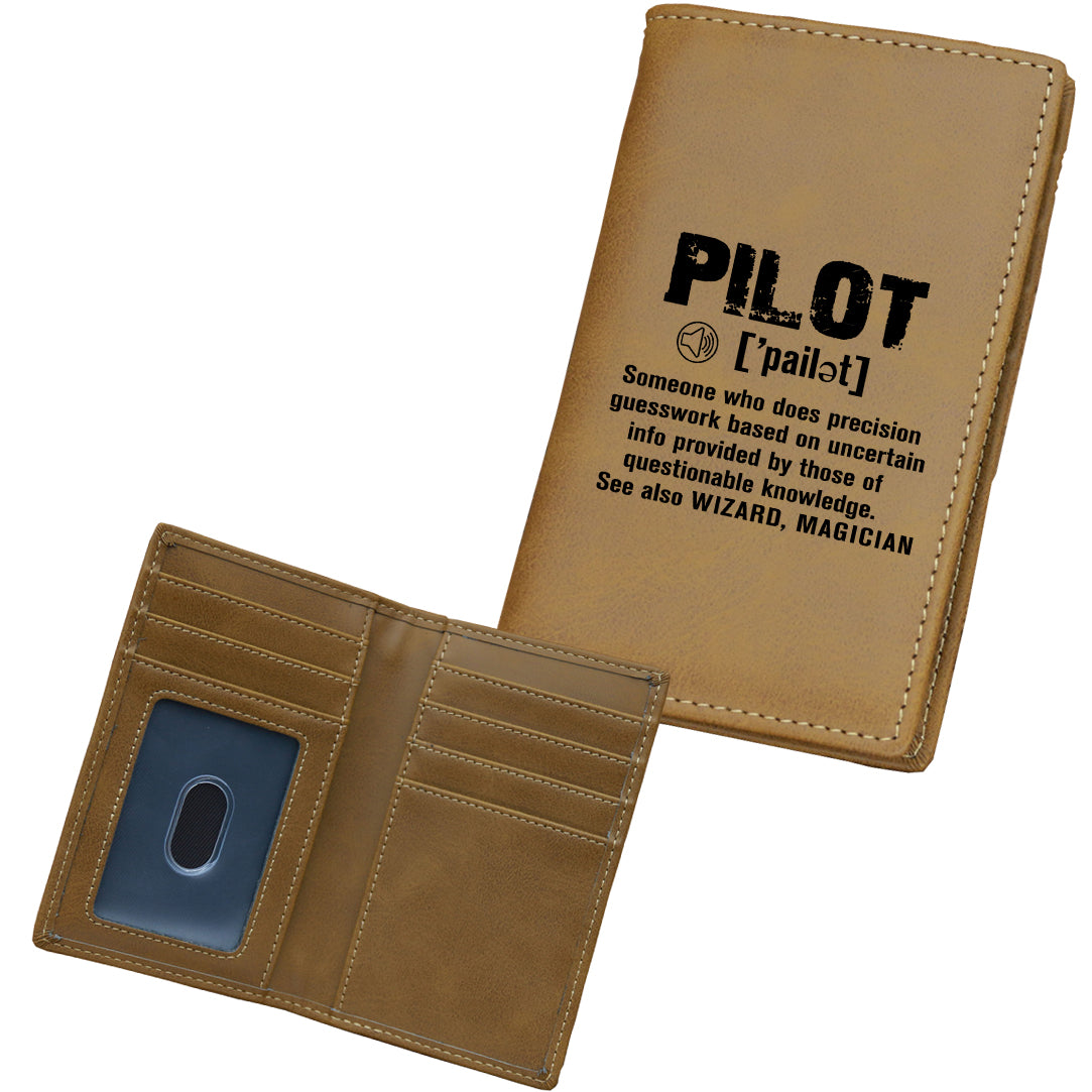 Pilot [Noun] Designed Leather Card Holder Wallets