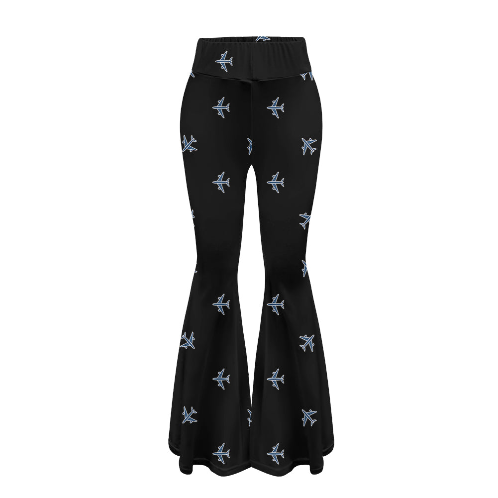 Nice Airplanes (Black) 2 Designed Women Yoga Flared Pants