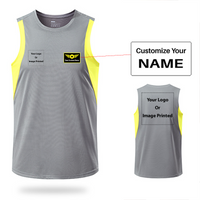 Thumbnail for Double-Side Logos + Name (Special Badge) Designed Sleveless Quick Dry Sports Tank Tops