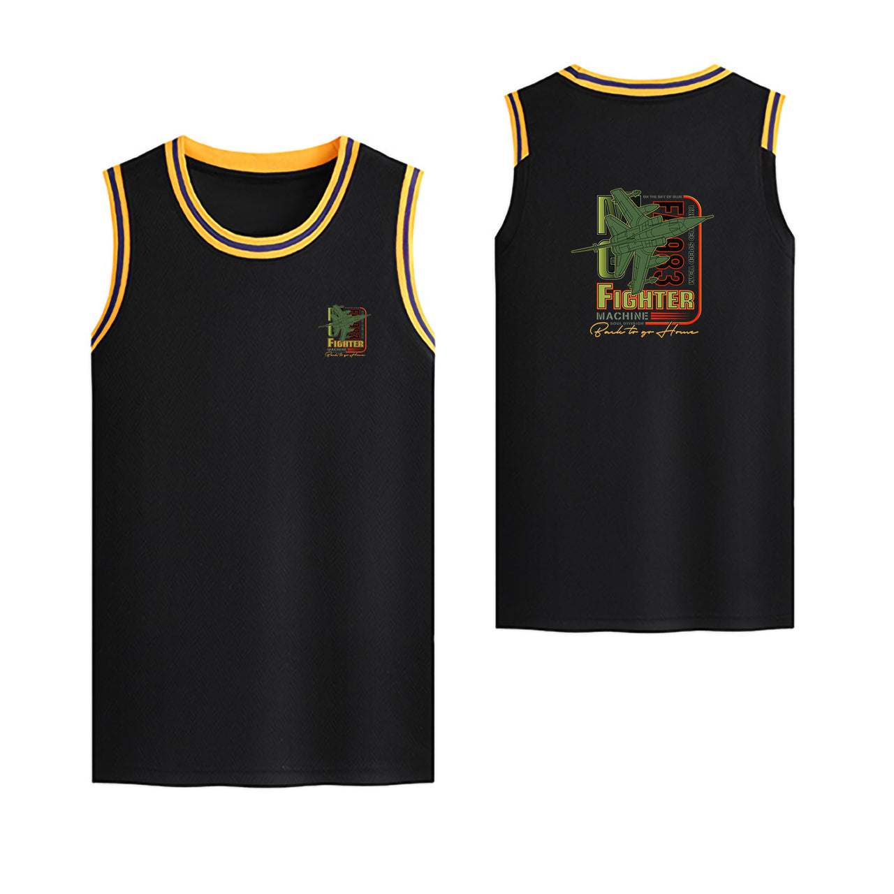 Fighter Machine Designed Basketball Style Sports Tank Tops