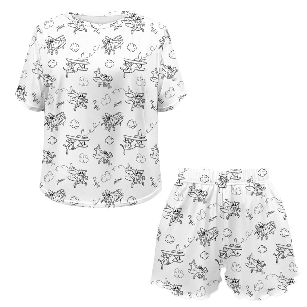 Cartoon Planes 2 Designed Women Summer Home Suits