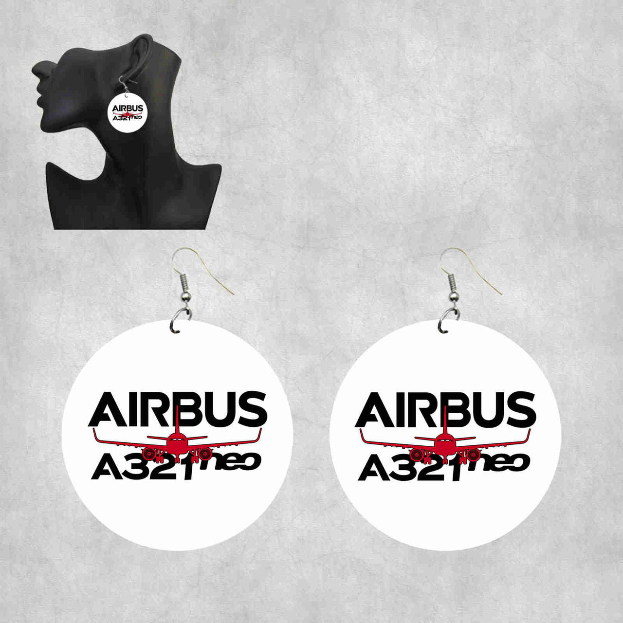 Amazing Airbus A321neo Designed Wooden Drop Earrings