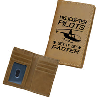 Thumbnail for Helicopter Pilots Get It Up Faster Designed Leather Card Holder Wallets