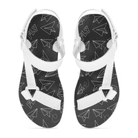 Thumbnail for Paper Airplane & Fly (Gray) Designed Open Toe Sandals (Slippers)