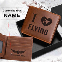 Thumbnail for I Love Flying Designed Laser Leather Wallets