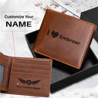 Thumbnail for I Love Embraer Designed Laser Leather Wallets