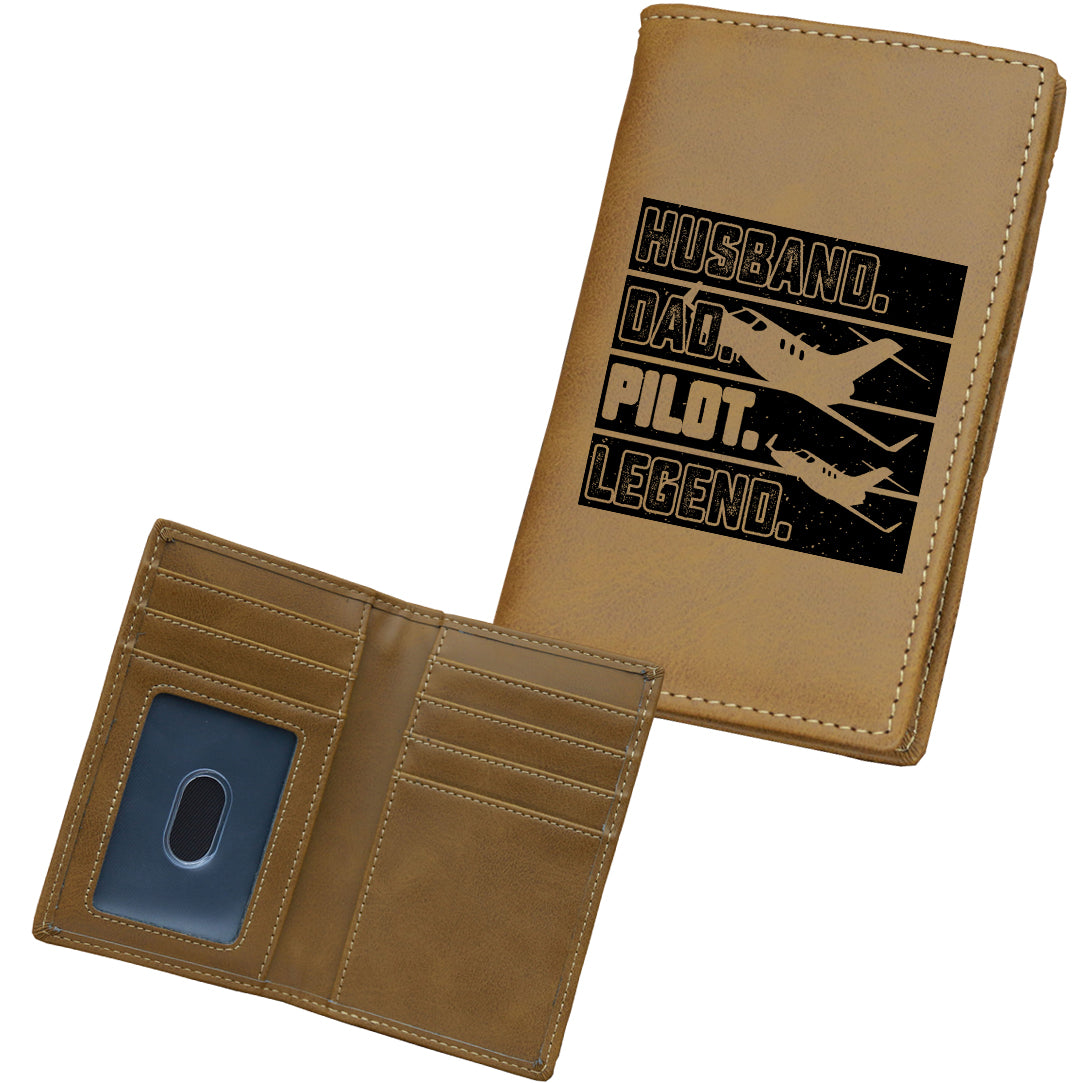 Husband & Dad & Pilot & Legend Designed Leather Card Holder Wallets