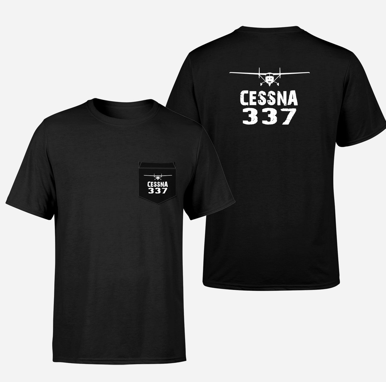 Cessna 337 & Plane Designed Pocket T-Shirts