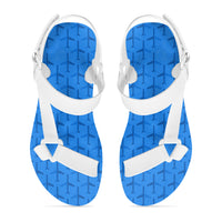 Thumbnail for Blue Seamless Airplanes Designed Open Toe Sandals (Slippers)