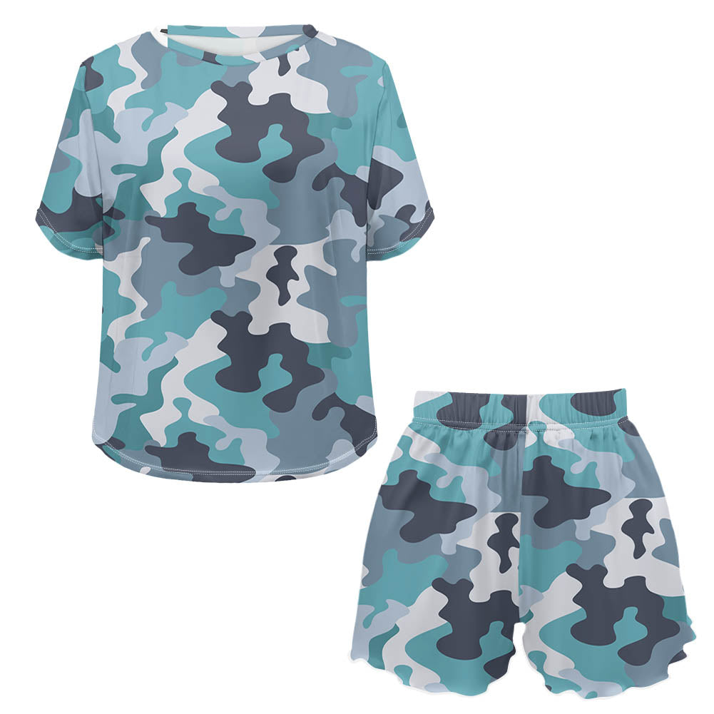 Military Camouflage Green Designed Women Summer Home Suits