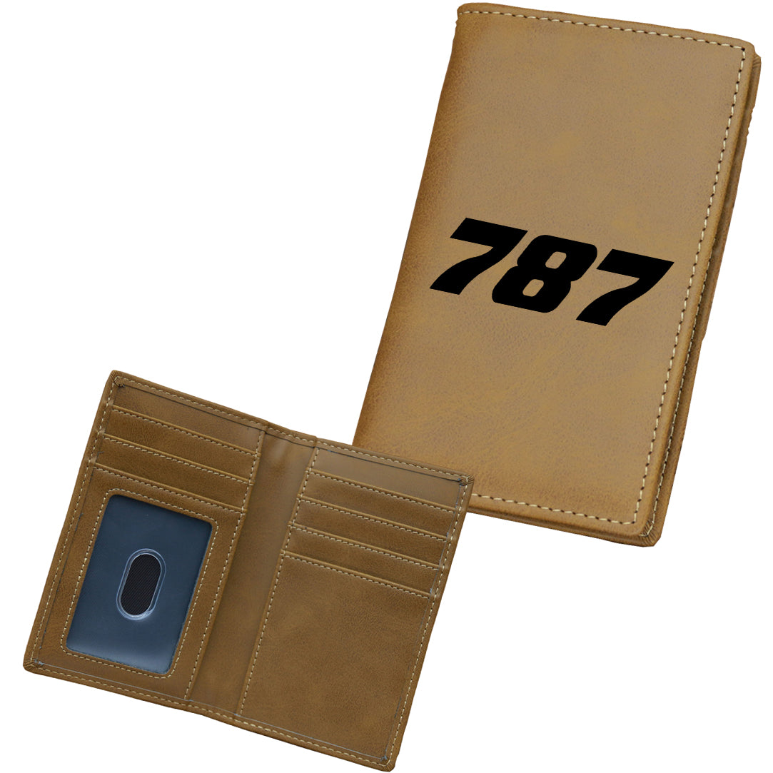 787 Flat Text Designed Leather Card Holder Wallets