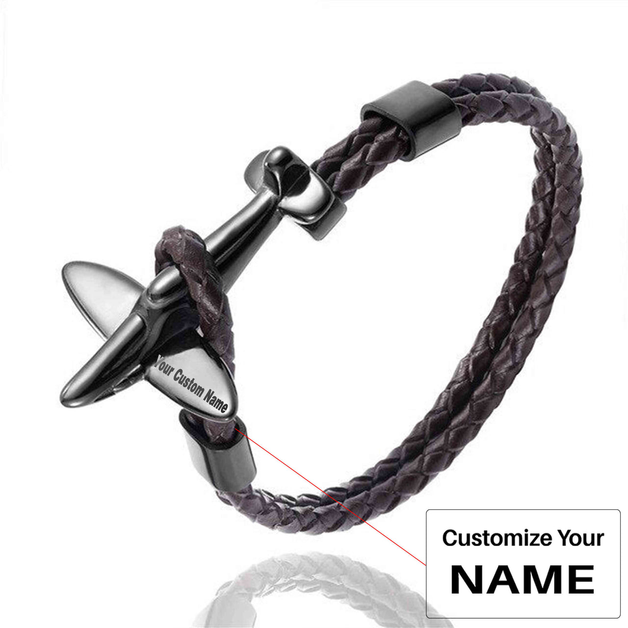 Small Airplane Designed Leather Bracelets