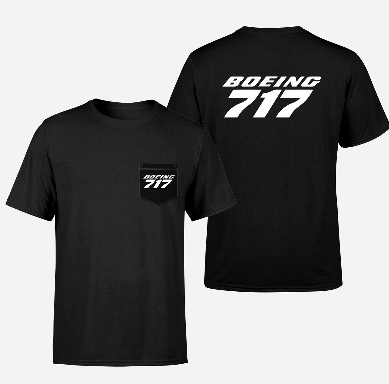 Boeing 717 & Text Designed Pocket T-Shirts