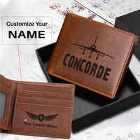 Thumbnail for Concorde & Plane Designed Laser Leather Wallets