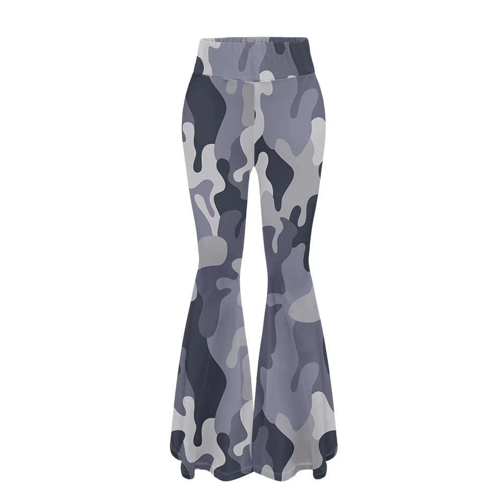 Military Camouflage Army Gray Designed Women Yoga Flared Pants