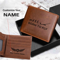 Thumbnail for Born To Fly Glider Designed Laser Leather Wallets