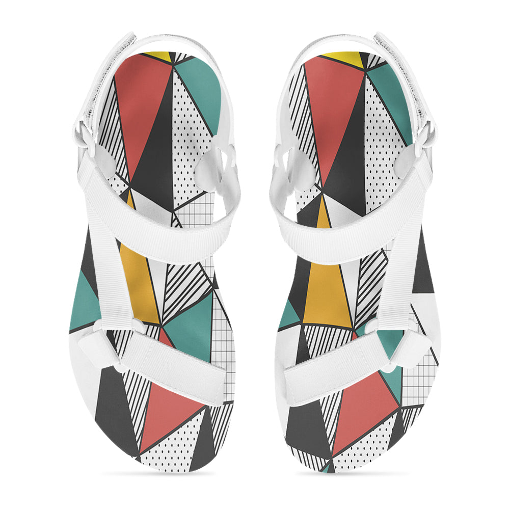 Mixed Triangles Designed Open Toe Sandals (Slippers)