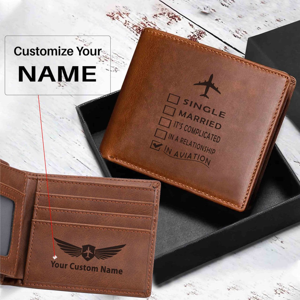 In Aviation Designed Laser Leather Wallets