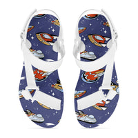 Thumbnail for Spaceship & Stars 2 Designed Open Toe Sandals (Slippers)