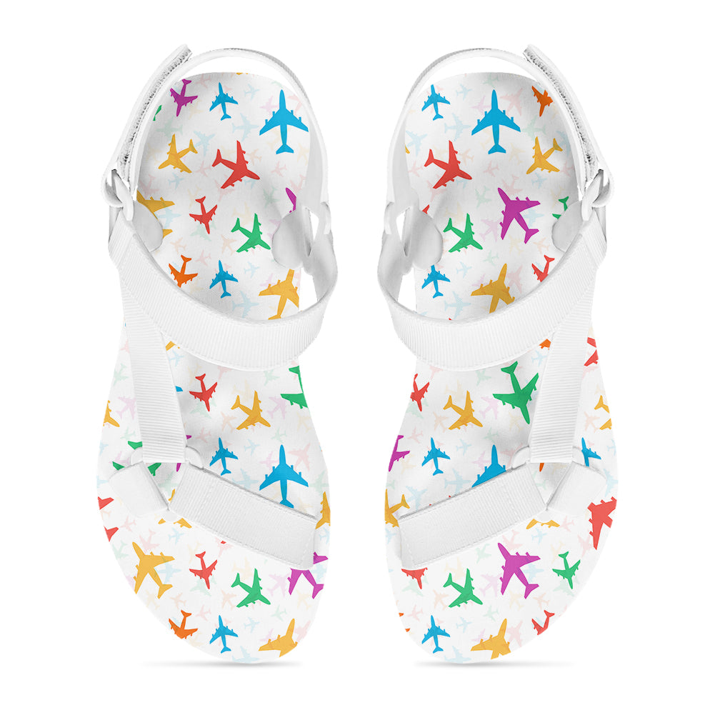 Cheerful Seamless Airplanes Designed Open Toe Sandals (Slippers)