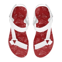 Thumbnail for Paper Airplane & Fly (Red) Designed Open Toe Sandals (Slippers)