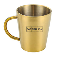 Thumbnail for Eat Sleep Fly (Colourful) Designed Stainless Steel Coffee Mugs