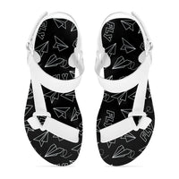 Thumbnail for Paper Airplane & Fly Black Designed Open Toe Sandals (Slippers)