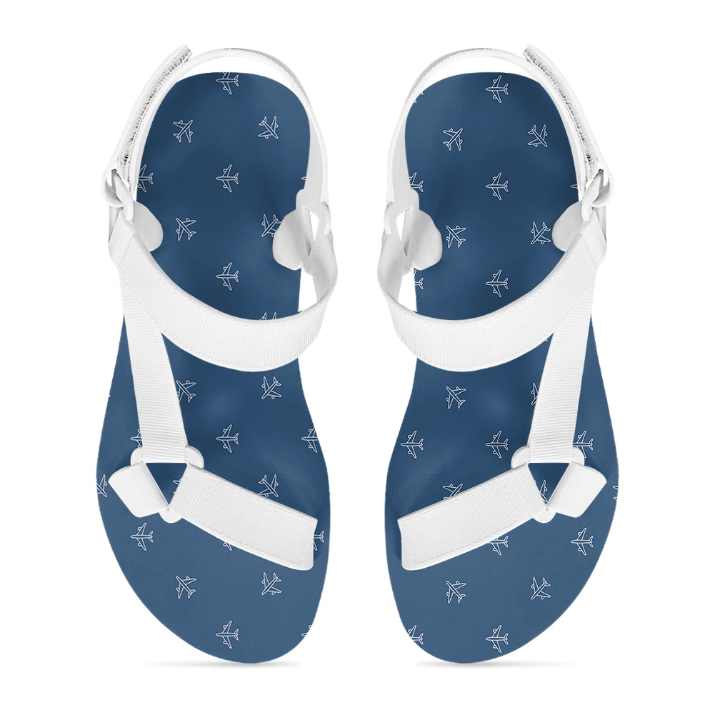 Nice Airplanes (Blue) Designed Open Toe Sandals (Slippers)