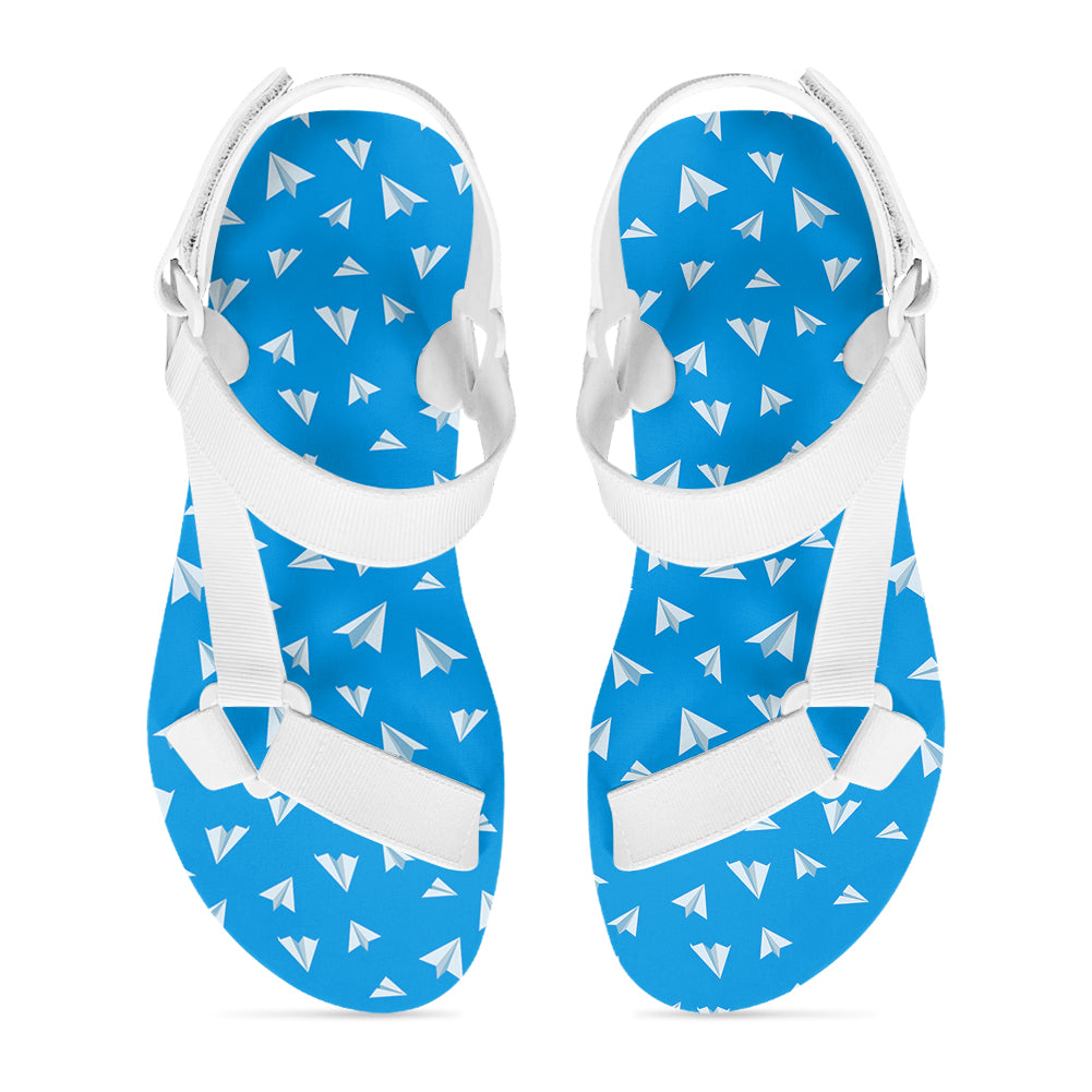 Paper Airplanes (Blue) Designed Open Toe Sandals (Slippers)