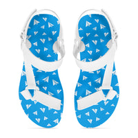 Thumbnail for Paper Airplanes (Blue) Designed Open Toe Sandals (Slippers)