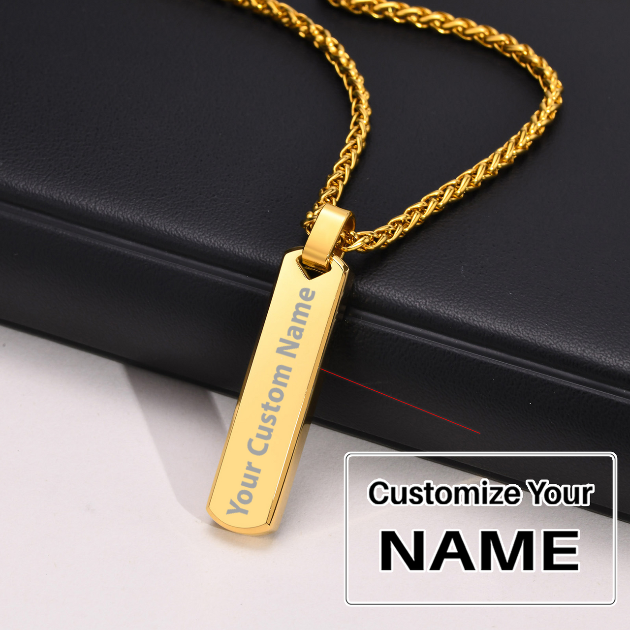 Your Custom Design & Image & Logo & Text Design  Stainless steel  rectangular geometric necklace