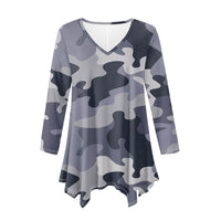 Thumbnail for Military Camouflage Army Gray Designed Women Lrregular V-neck Skirts