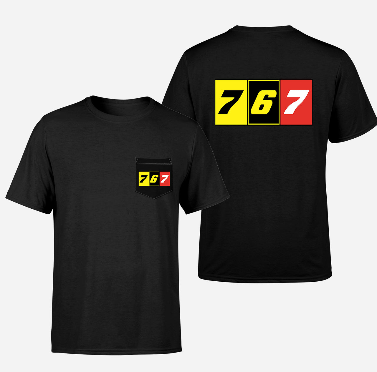 Flat Colourful 767 Designed Pocket T-Shirts