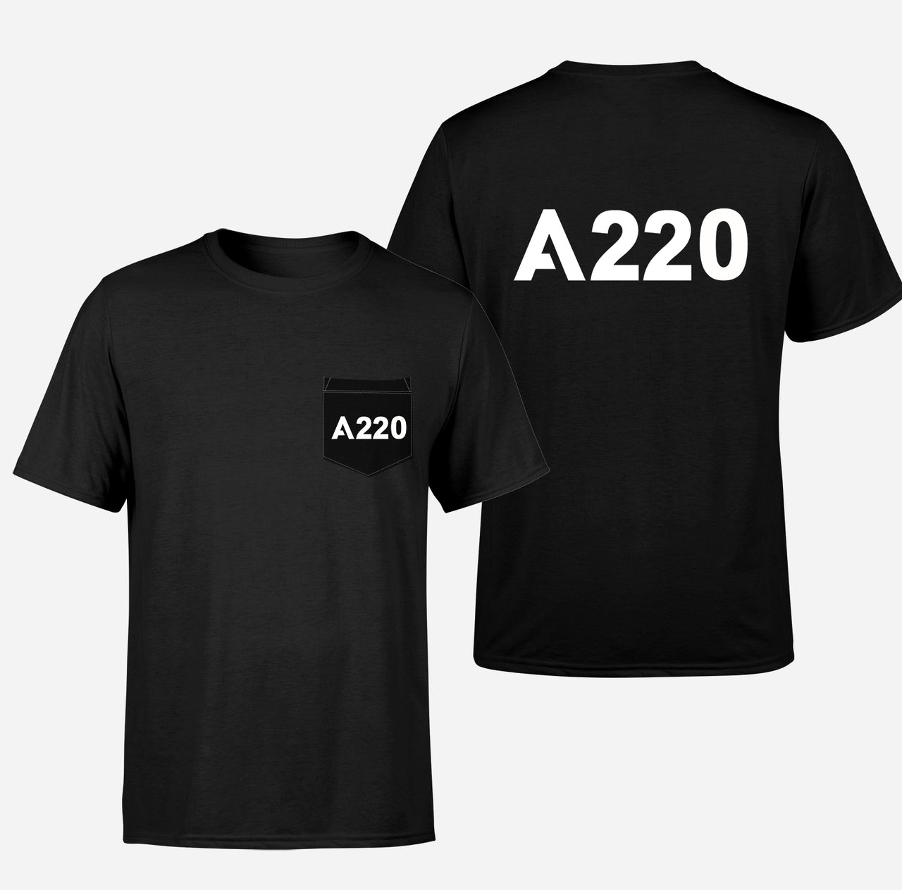 A220 Flat Text Designed Pocket T-Shirts