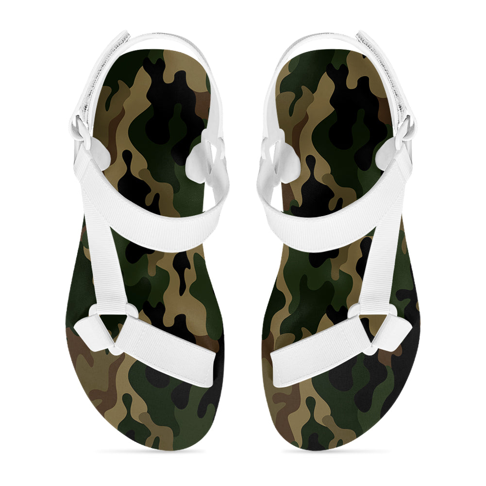 Military Camouflage Army Green Designed Open Toe Sandals (Slippers)