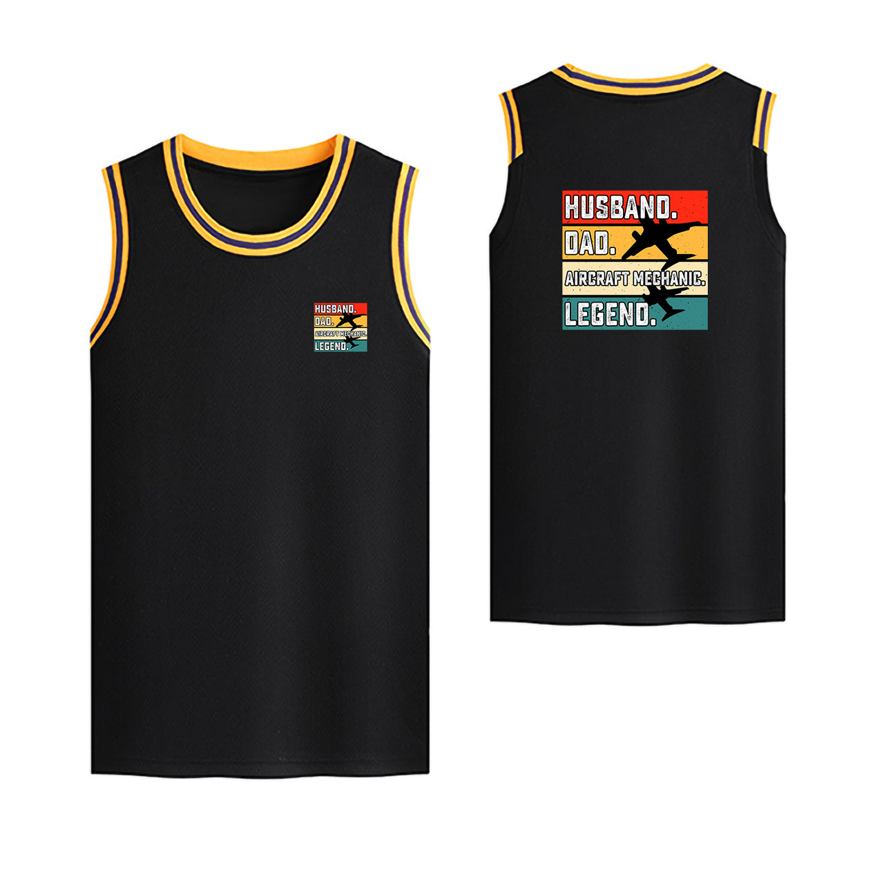 Husband & Dad & Aircraft Mechanic & Legend Designed Basketball Style Sports Tank Tops