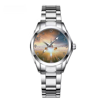 Thumbnail for Airplane Flying Over Runway Designed Stainless Steel Band Watches